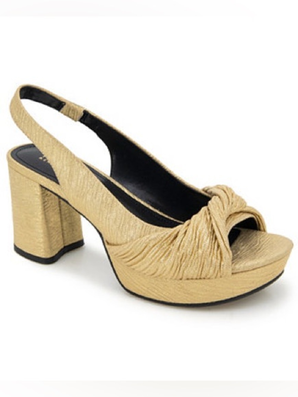Kenneth Cole Slingback Platform Sandal Gold Reaction Rylee knotted block heel 6